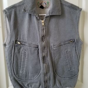 Vintage 1970s JAG Australia Gray Denim Jeans Zippered Vest Size M